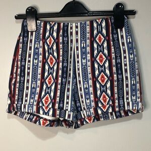 Hollister Knit Tapestry Shorts Boho Southwest Blue Multi High Rise